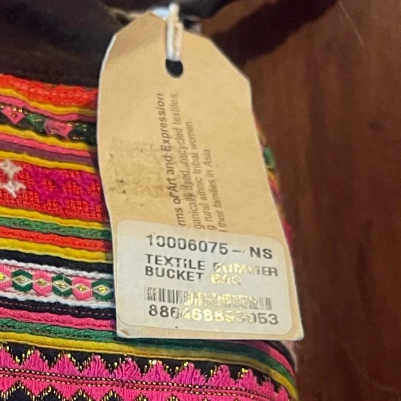 Anthropologie Jadetribe Bucket Festival bag NWT Eliz Vegan Boho Handmade Rare OM - Picture 14 of 15